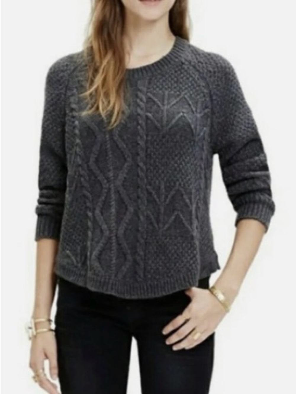 Madewell Wool Blend mixed-stitch cable knit sweater